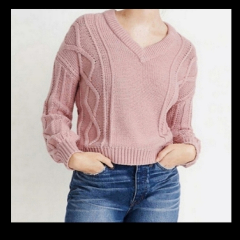 Madwwell Long Sleeve Ca PulloverCable Knit Sweater